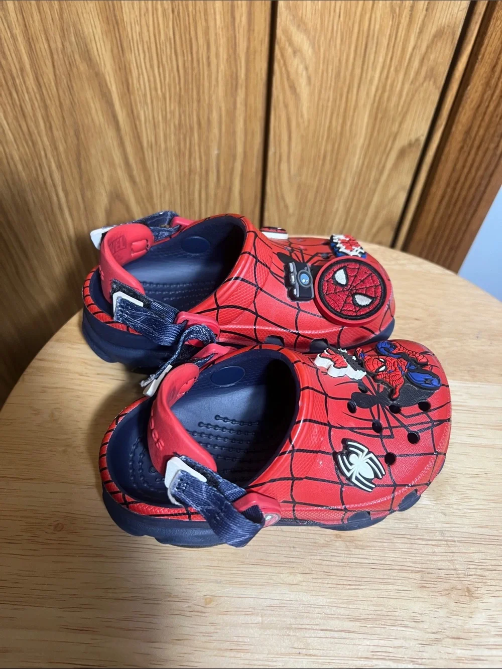 CROCS Red and Black Spider-Man Kids Clogs with Character Charms